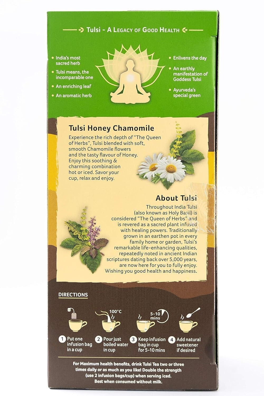 Organic India Tulsi Honey Chamomile - Pack of 25 Tea Bags 1.74g (43.5 Grams)
